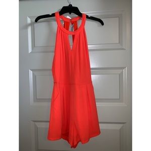 Sophie & Kate Orange/Coral Romper w/ lace detail